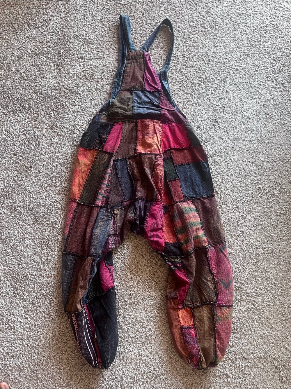 Patchwork Boho Overalls - Multicolor Women’s Jumpsuit - Picture 6 of 6